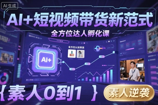 AI+短视频带货新范式全方位达人孵化课，素人也可以从0到1，全方位认知短视频带货-锦程资源站