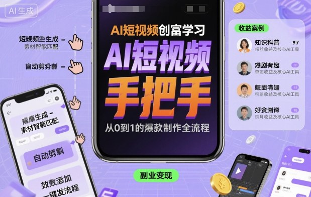 AI短视频创富学习，手把手教会你制作AI短视频-锦程资源站