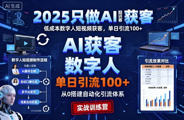 2025只做AI获客，AI超级获客实训营，低成本数字人短视频获客，单日引流100+-锦程资源站