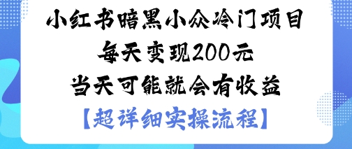 小红书暗黑小众冷门项目每天变现2张当天可能就会有收益-锦程资源站