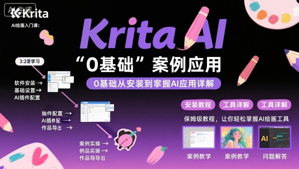 Krita AI绘画入门课，0基础从安装到案例应用krita AI使用详解-锦程资源站