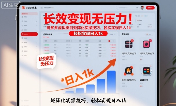 长效变现无压力！拼多多虚拟类目矩阵化实操技巧，轻松实现日入1k【揭秘】-锦程资源站