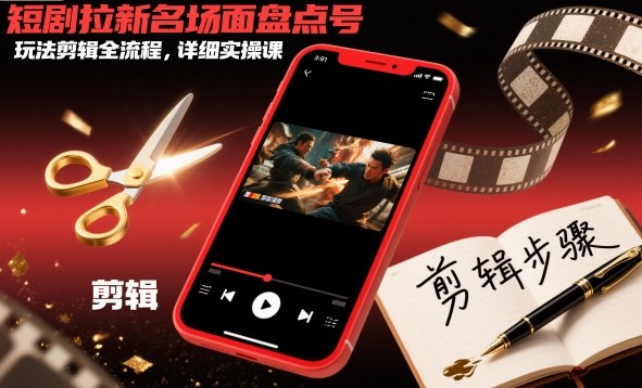 短剧拉新名场面盘点号玩法剪辑全流程,详细实操课-锦程资源站