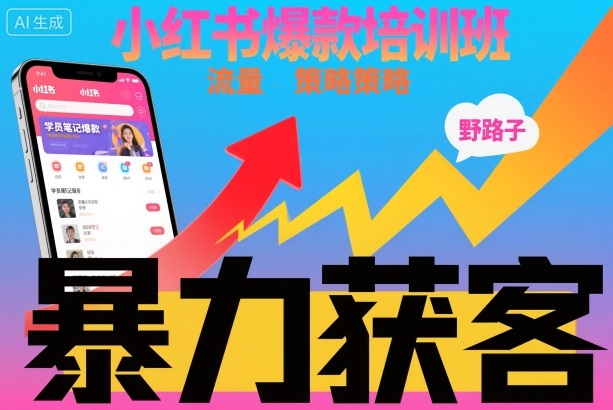 小红书爆款培训班，小红书获客野路子流量打法，暴力持续获客-锦程资源站