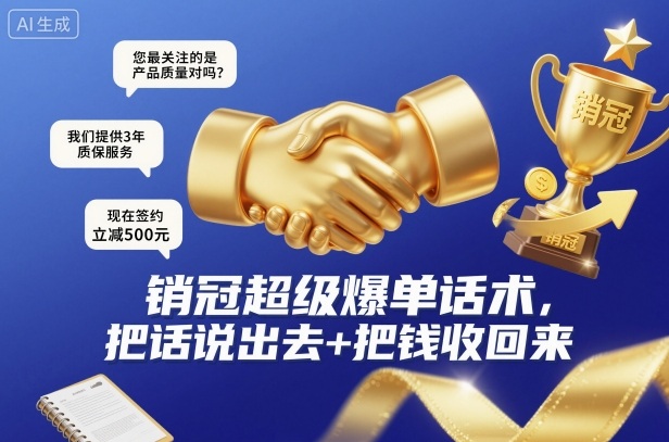 销冠超级爆单话术，把话说出去+把钱收回来-锦程资源站