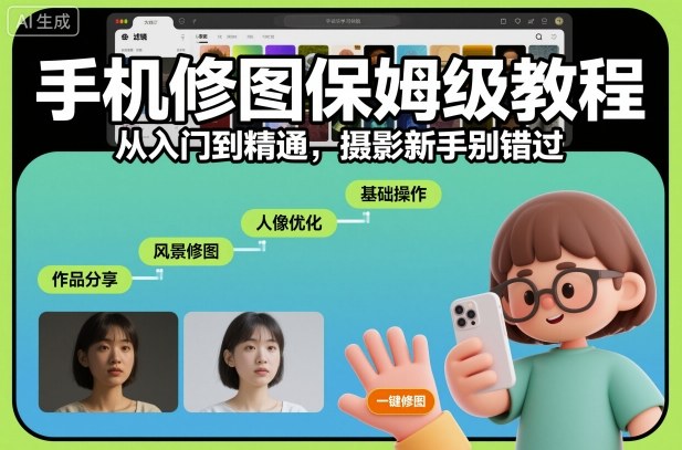 手机修图保姆级教程，从入门到精通，摄影新手别错过-锦程资源站