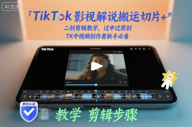 TikTok影视解说搬运切片+二创剪辑教学，过中过原创，TK中视频创作者新手必看-锦程资源站