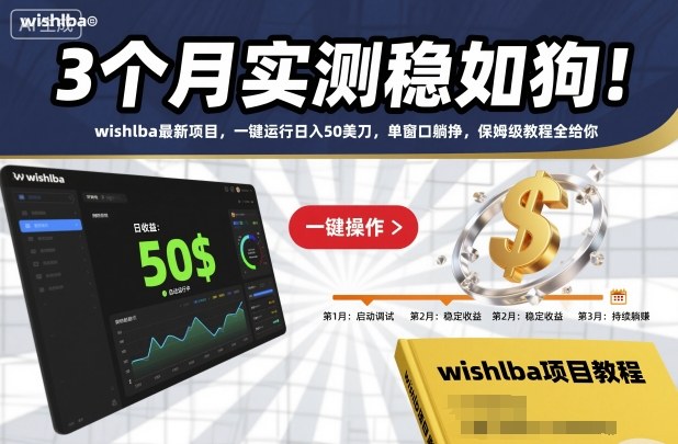 3个月实测稳如狗！wishlba最新项目，一键运行日入50美刀，单窗口躺挣，保姆级教程全给你【揭秘】-锦程资源站