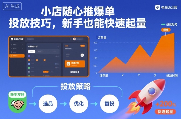 小店随心推爆单投放技巧,新手也能快速起量-锦程资源站