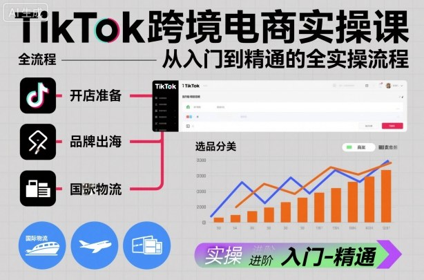 TikTok跨境电商实操课,从入门到精通的全实操流程-锦程资源站