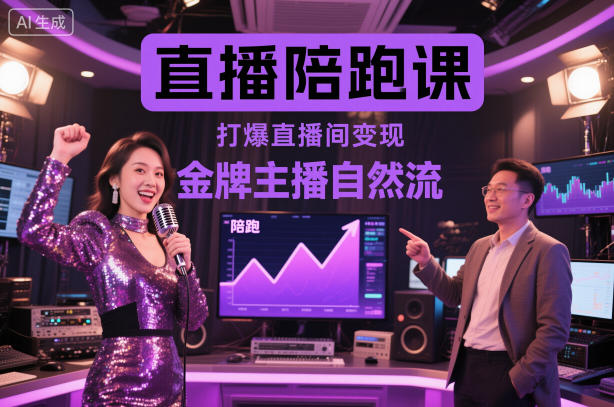 直播陪跑课，金牌主播自然流打爆直播间，复制高变现玩法-锦程资源站