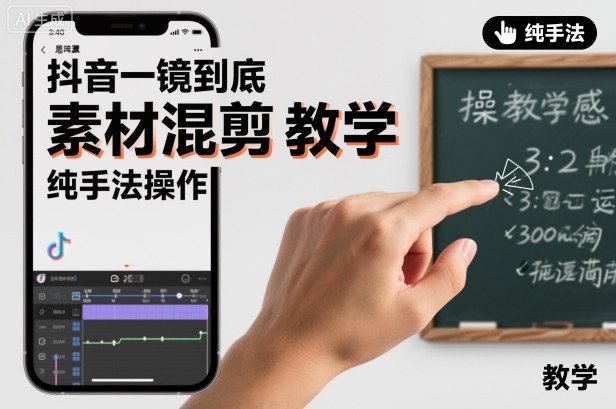 抖音一镜到底素材混剪教学，纯手法操作-锦程资源站