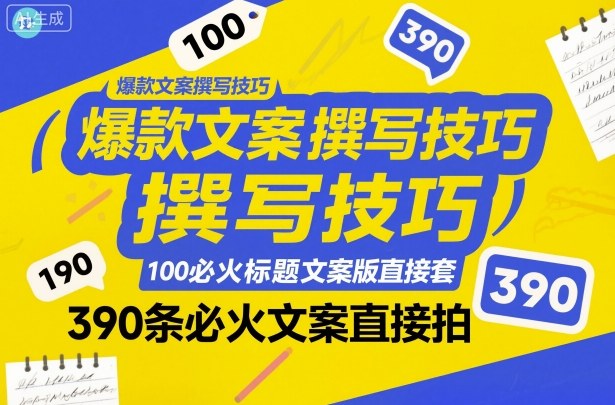 爆款文案撰写技巧，100个必火标题文案模版直接套，390条必火文案直接拍-锦程资源站