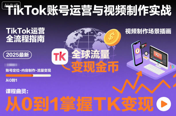 2025最新TikTok账号运营与视频制作实战全流程，从0到1掌握TK变现（含11月最新TK搬运技术）-锦程资源站