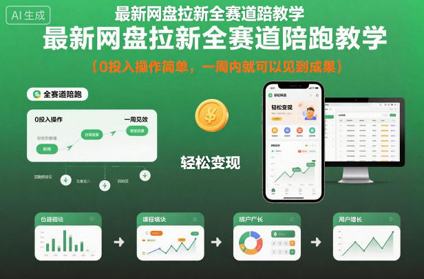 最新网盘拉新全赛道陪跑教学，0投入操作简单，一周内就可以见到成果-锦程资源站