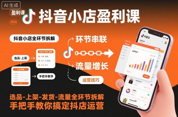 抖音小店盈利课-选品-上架-发货-流量全环节拆解，手把手教你搞定抖店运营-锦程资源站