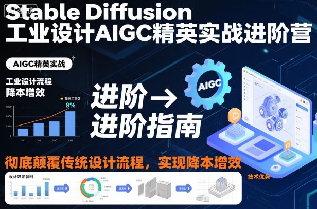 Stable Diffusion工业设计AIGC精英实战进阶营，彻底颠覆传统设计流程，实现降本增效-锦程资源站