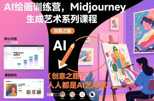 AI绘画训练营，Midjourney生成艺术系列课程，人人都是AI艺术家-锦程资源站