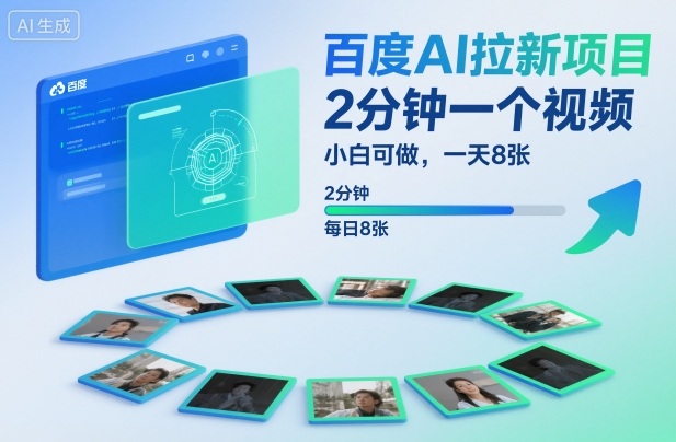 百度AI拉新项目，2分钟一个视频，小白可做，一天8张【附案例+保姆级教程】-锦程资源站