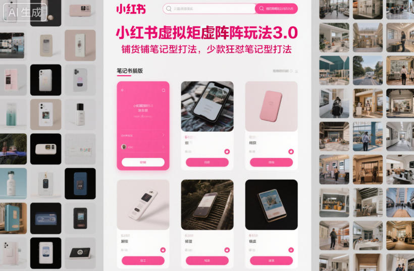 小红书虚拟矩阵玩法3.0，铺货铺笔记型打法，少款狂怼笔记型打法-锦程资源站