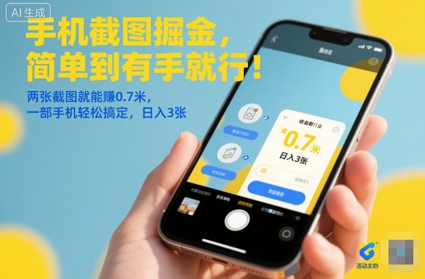手机截图掘金，简单到有手就行！两张截图就能賺0.7米，一部手机轻松搞定，日入3张【揭秘】-锦程资源站