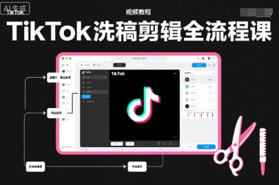TikTok洗稿剪辑全流程课，PR洗稿剪辑全流程，TK洗稿运营课-锦程资源站