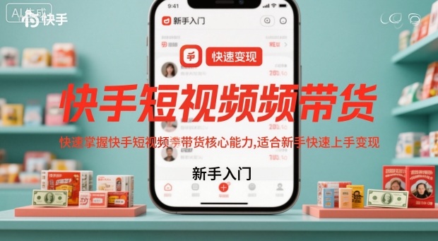 快手短视频带货，快速掌握快手短视频带货核心能力，适合新手快速上手变现-锦程资源站