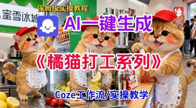 Coze扣子工作流一键生成胖橘猫打工短视频，保姆级实操搭建教学-锦程资源站