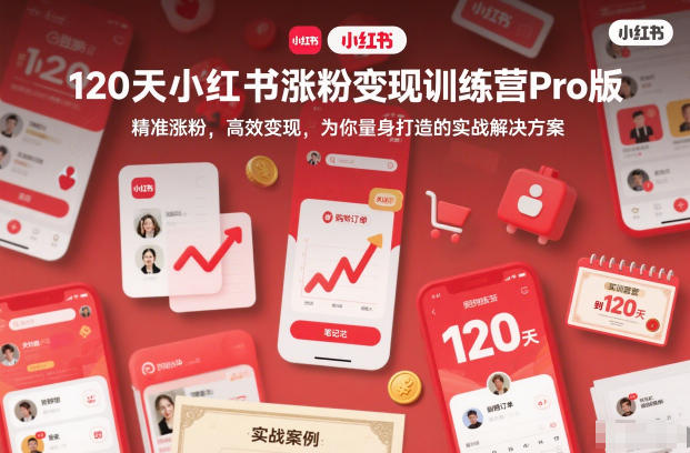 120天小红书涨粉变现训练营Pro版，​精准涨粉，高效变现​，为你量身打造的实战解决方案-锦程资源站