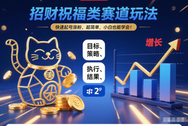 招财祝福类赛道玩法，快速起号涨粉，超简单，小白也能学会！-锦程资源站