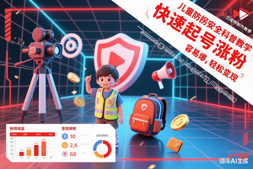 儿童防拐安全科普知识视频制作教学，快速起号涨粉，容易爆，轻松变现-锦程资源站