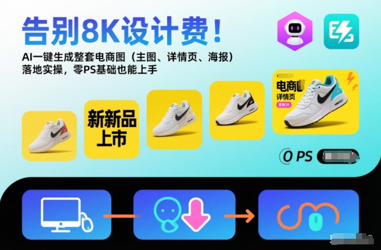 告别8K设计费！AI一键生成整套电商图（主图、详情页、海报）落地实操，零PS基础也能上手-锦程资源站