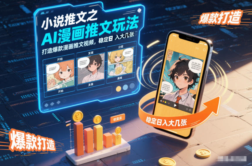 小说推文之AI漫画推文玩法，打造爆款漫画推文视频，稳定日入大几张-锦程资源站