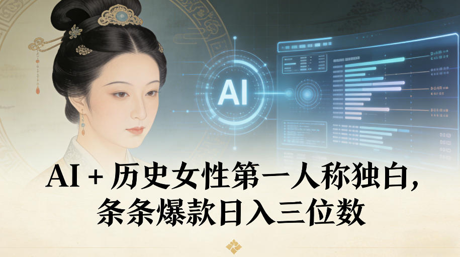 AI+历史女性第一人称独白，条条爆款日入三位数-锦程资源站