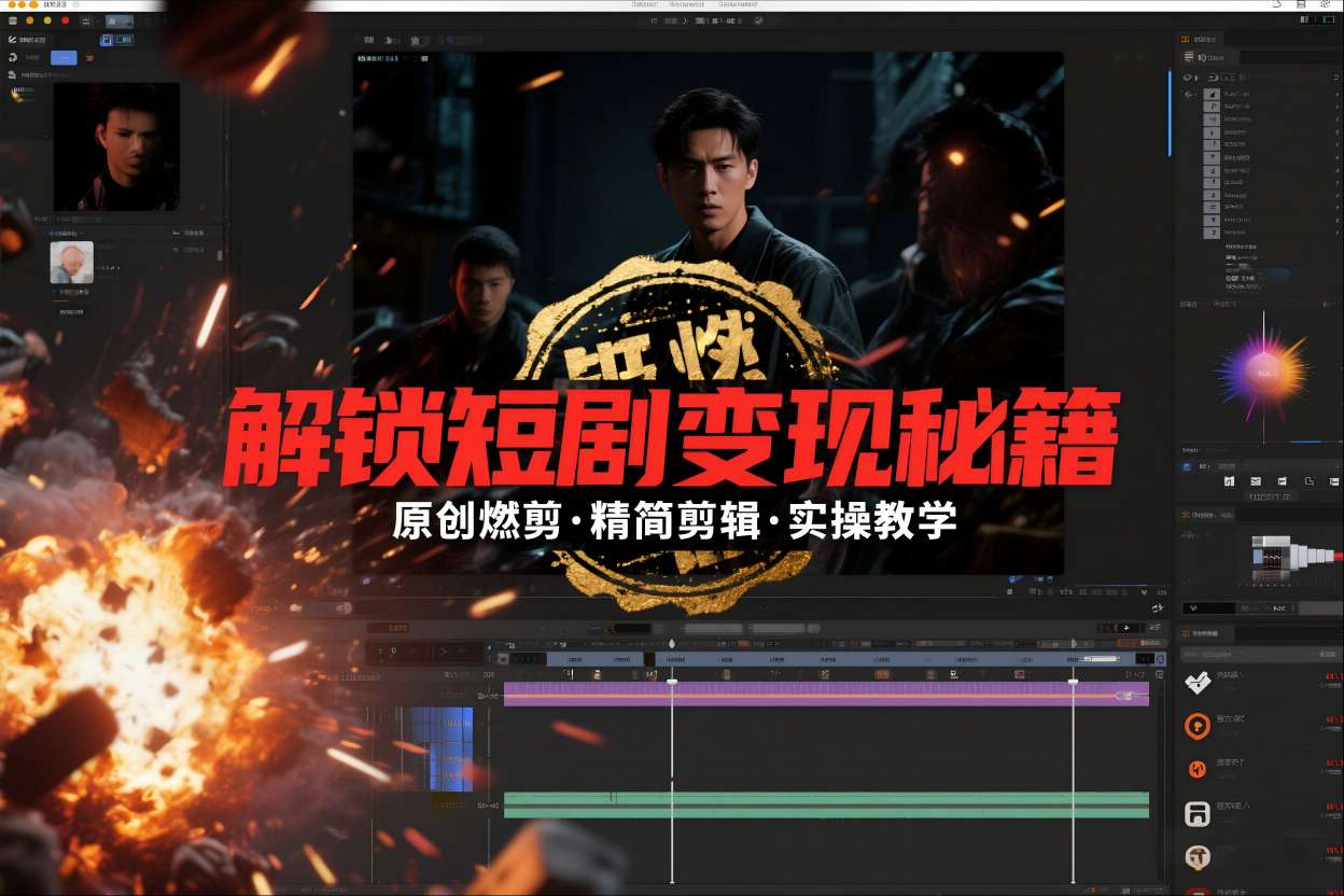 短剧拉新之原创燃剪精简剪辑实操课，解锁短剧变现秘籍-锦程资源站