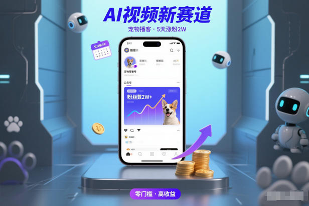 AI视频新赛道，宠物播客仅注册5天涨粉2W，收益非常可观-锦程资源站