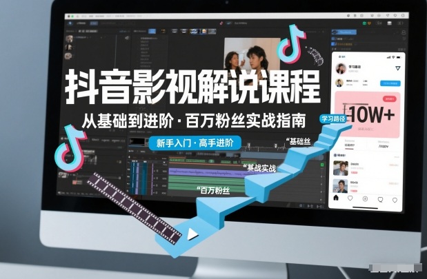 抖音百万粉丝影视解说课程，基础到进阶课，适合新手和进阶学习-锦程资源站