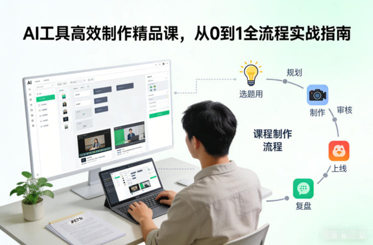 AI工具高效制作精品课，从0到1全流程实战指南-锦程资源站