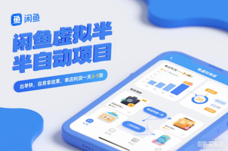 闲鱼虚拟半自动项目，出单快，容易拿结果，单店利润一天3-5张-锦程资源站