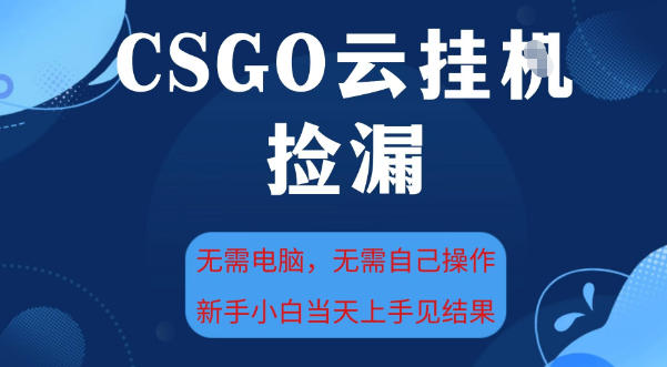 CSGO云挂G全自动捡漏，最新独家玩法，无需电脑操作，新手小白日入5张+【揭秘】-锦程资源站