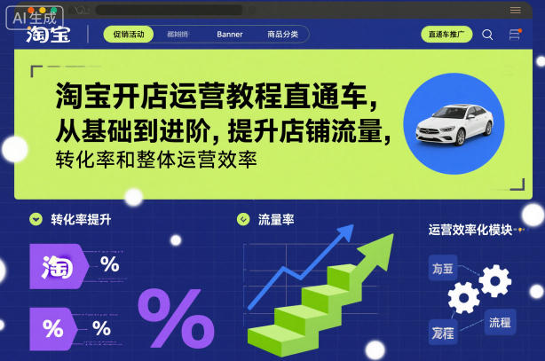 淘宝开店运营教程直通车，从基础到进阶，提升店铺流量，转化率和整体运营效率（更新11月）-锦程资源站