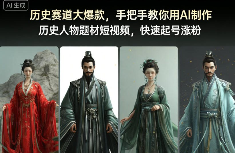 历史赛道大爆款，手把手教你用AI制作历史人物题材短视频，快速起号涨粉-锦程资源站