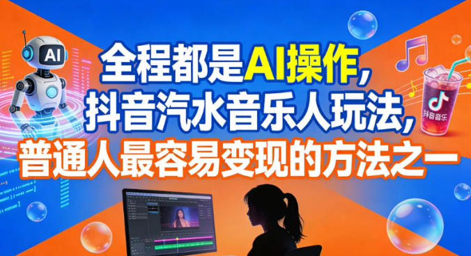 全程都是AI操作，抖音汽水音乐人玩法，普通人最容易变现的方法之一-锦程资源站