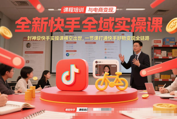 全新快手全域实操课，封神级快手实操课横空出世，一节课打通快手好物变现全链路-锦程资源站