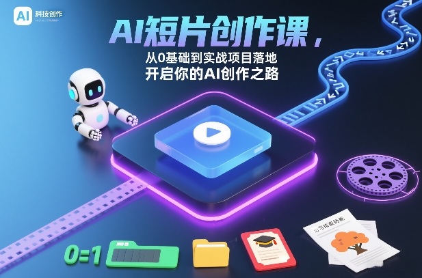 AI短片创作课，从0基础到实战项目落地，开启你的AI创作之路-锦程资源站