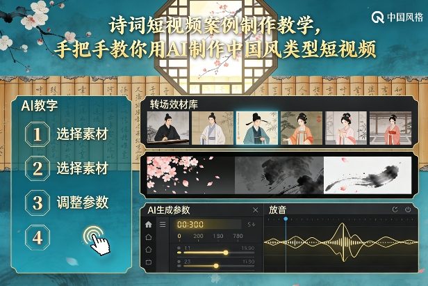 古诗词短视频案例制作教学，手把手教你用AI制作中国风类型短视频-锦程资源站