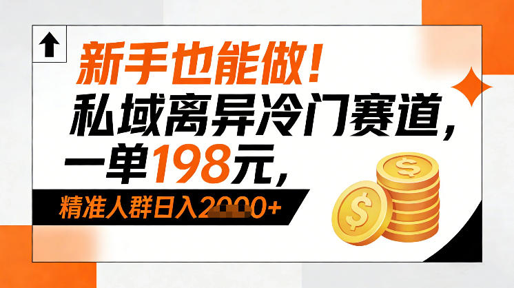 新手也能做！私域离异冷门赛道，一单198，精准人群日入1k+-锦程资源站
