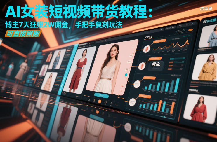 AI女装短视频带货教程：博主7天狂賺2W佣金，手把手复刻玩法，可直接照搬-锦程资源站