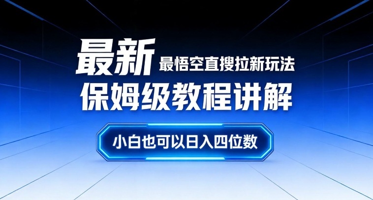 最新最悟空直搜拉新玩法保姆级教程讲解，小白也可以日入四位数-锦程资源站