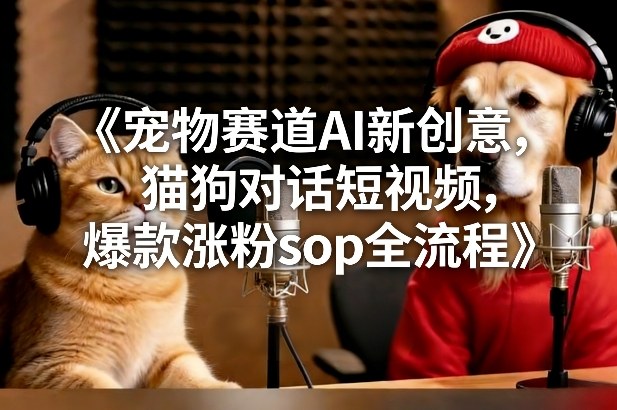 宠物赛道AI新创意，猫狗对话短视频，爆款涨粉sop全流程-锦程资源站